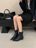 Осень-зима 2025 новые остроносые плетеные сапоги-ботильоны на танкетке со свободными рукавами женские с внутренней платформой и средней высоты