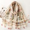 Van Gogh Designs Bird On Tree Floral Tassel Viscose Shawls Scarf Lady High Quality Thin Wrap Beach Stole Bufandas Muslim Hijab