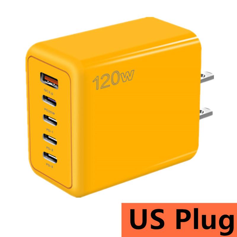 120 Вт 5-портовое USB-зарядное устройство для быстрой зарядки с вилкой EU US UK, настенное зарядное устройство PD для быстрой зарядки iPhone Samsung Xiaomi, зарядный адаптер