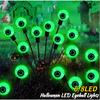 Halloween LED Eyeball Lights 6/8 LED Solar Garden Lawn Lamp Path Outdoor Scary Decoration Lights for Halloween Festival Party