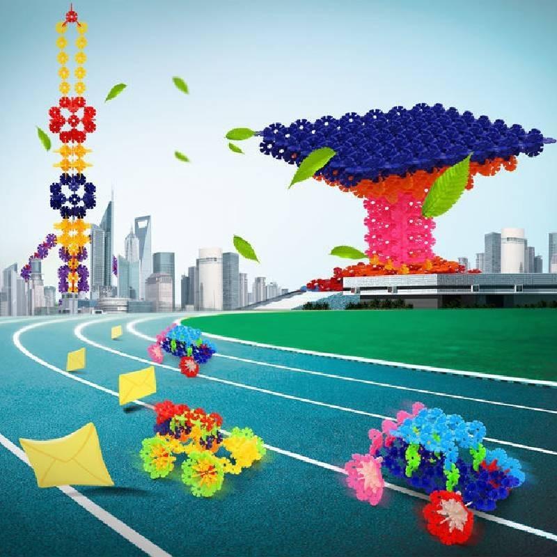 Vibrant Snowflake Building Blocks For Kids Plastic Educational Toy Set 400-800 Pieces