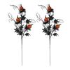 Artificial Halloween Stem Faux Curly Willow Branch with Pumpkin And Black Maple Leaves Gothic Fake Twig Picks for Vase DIY Home Decor
