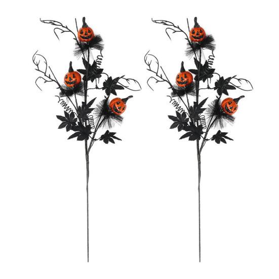 Искусственная ветка на Хэллоуин, искусственная ветка кудрявой ивы с тыквой и черными кленовыми листьями, готические искусственные веточки для вазы, DIY домашний декор