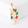 Retro Creative Palette Painting Plate Brooch Stylish Simple Alloy Drip Pin