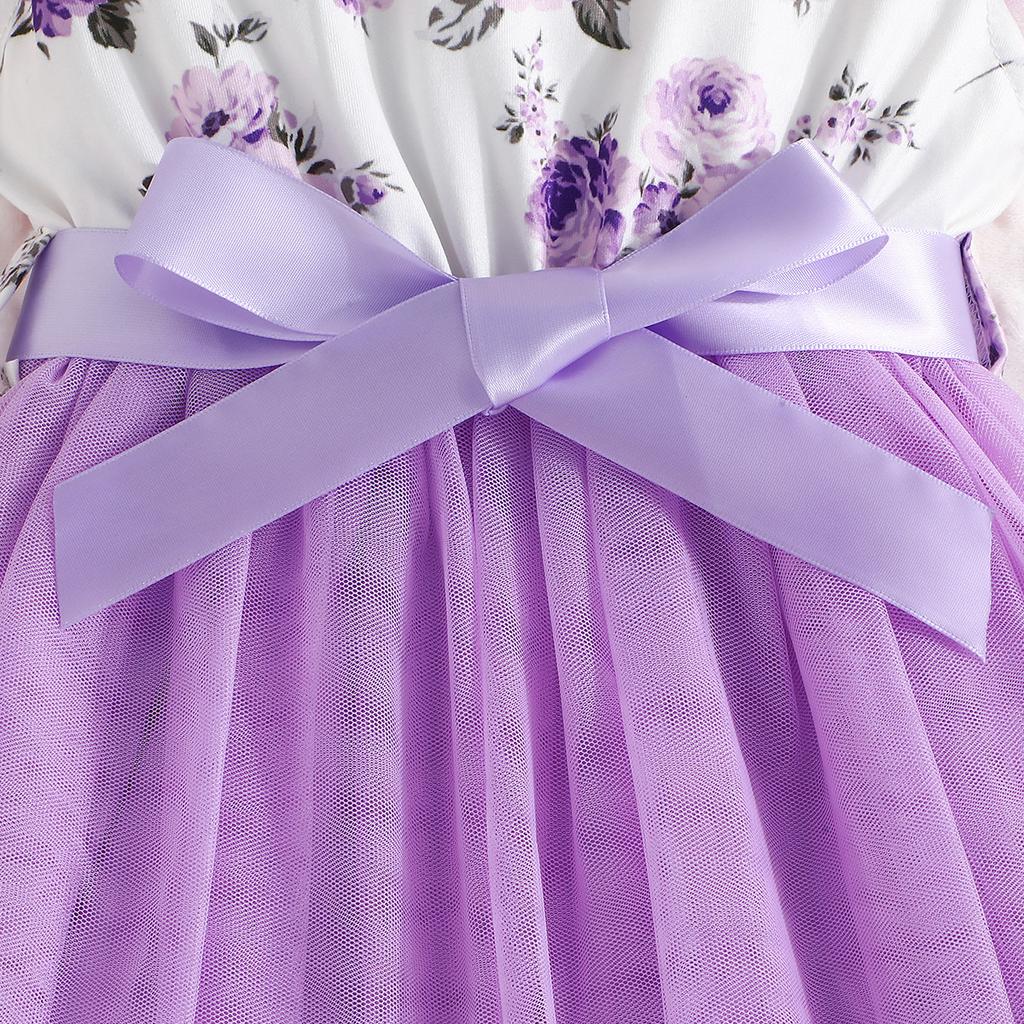 Безрукавное платье с цветочным принтом и пэчворком, из сетчатой ткани, для детей 4-7 лет