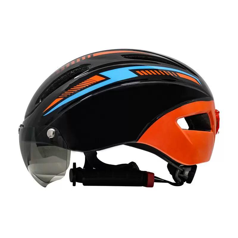 Mountain Bike Integrally Molded Helmet with Light Goggles Bicycle Cycling Helmet with Goggles Breathable Safety