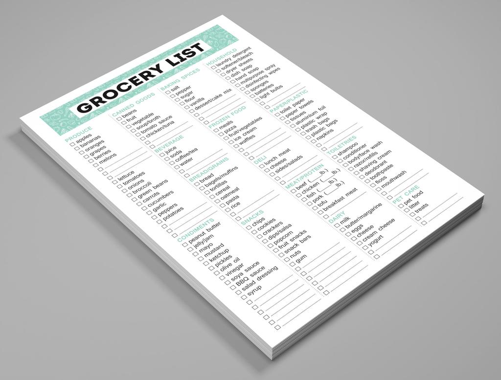 Inkdotpot Магнитный блокнот для списка покупок, пустой список покупок, портативный размер 6 x 9 дюймов - 54 страницы, еженедельные покупки продуктов