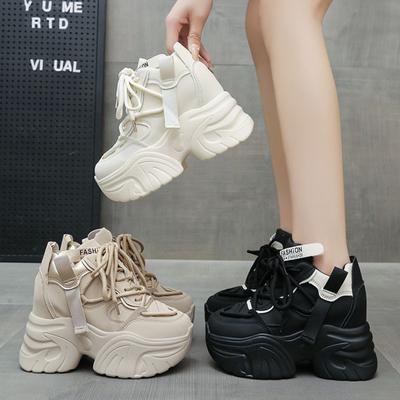 Женские теплые кроссовки на высокой платформе с мехом для снегоступов Модные женские кроссовки Мягкие массивные кроссовки для женщин