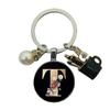 A-Z Letters Elegant Imitation Pearl Key Chain Charm Enamel 26 Letters Key Ring