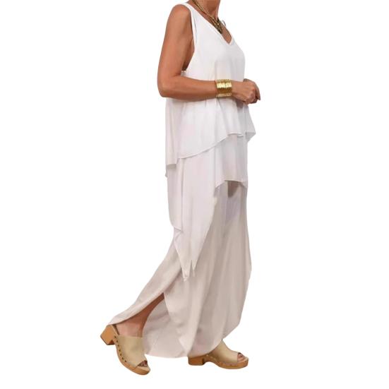 Комплект из двух предметов для женщин, повседневный безрукавный асимметричный топ с широкими брюками, свободный домашний костюм на лето