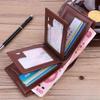 Мужской четырехfold кошелек из ПУ кожи, короткий кошелек, держатель для нескольких карт с окном для фото удостоверения личности, карман для водительских прав, мужской двуfold кошелек
