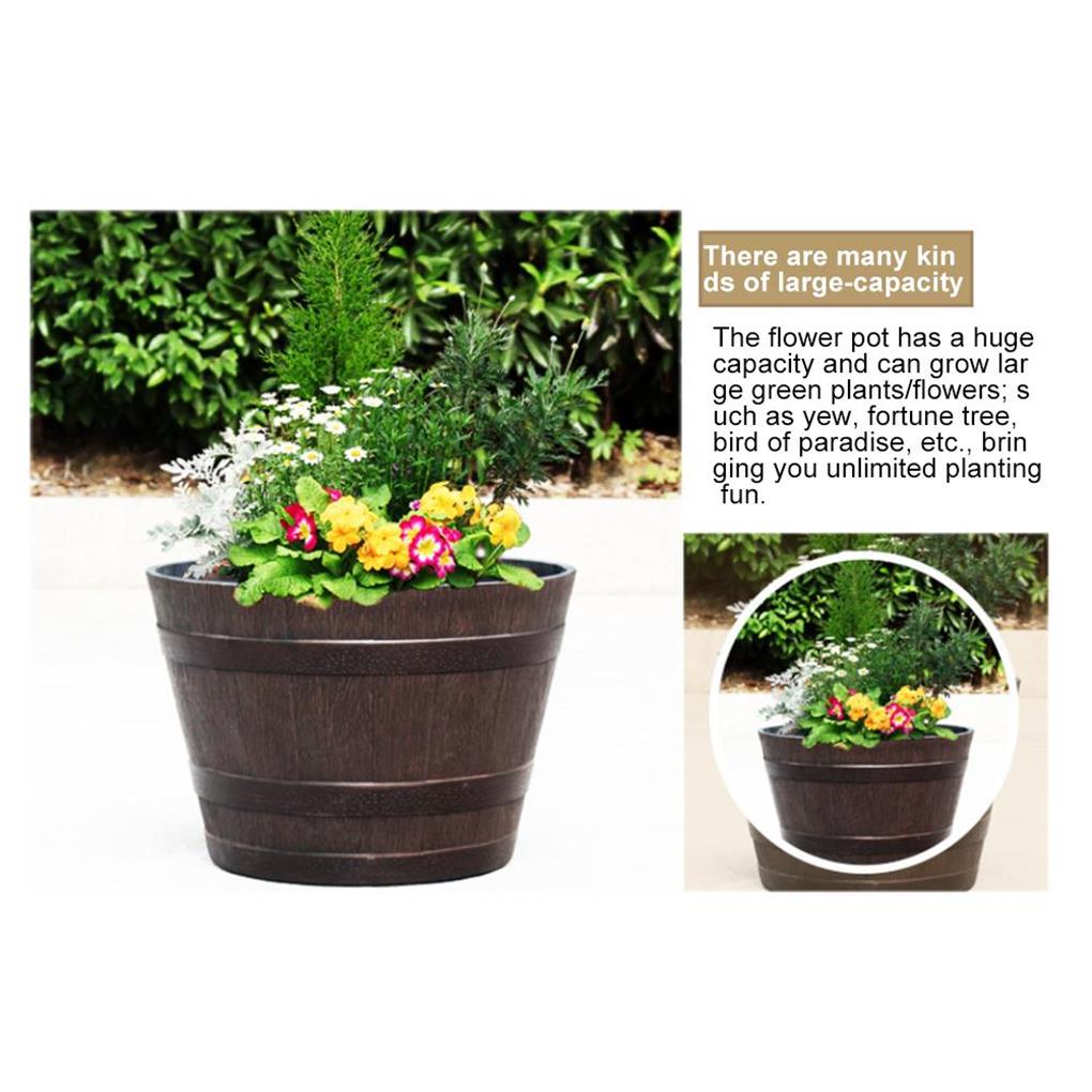 Деревянные бочки ulation 9 дюймов смоляной цветочный горшок в винтажном стиле в форме ведра для украшения дома на открытом воздухе патио фермерский дом