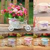 Puntos Rattan Flower Basket Vase Tricycle Bicycle Model Home Garden Wedding Party Adorn