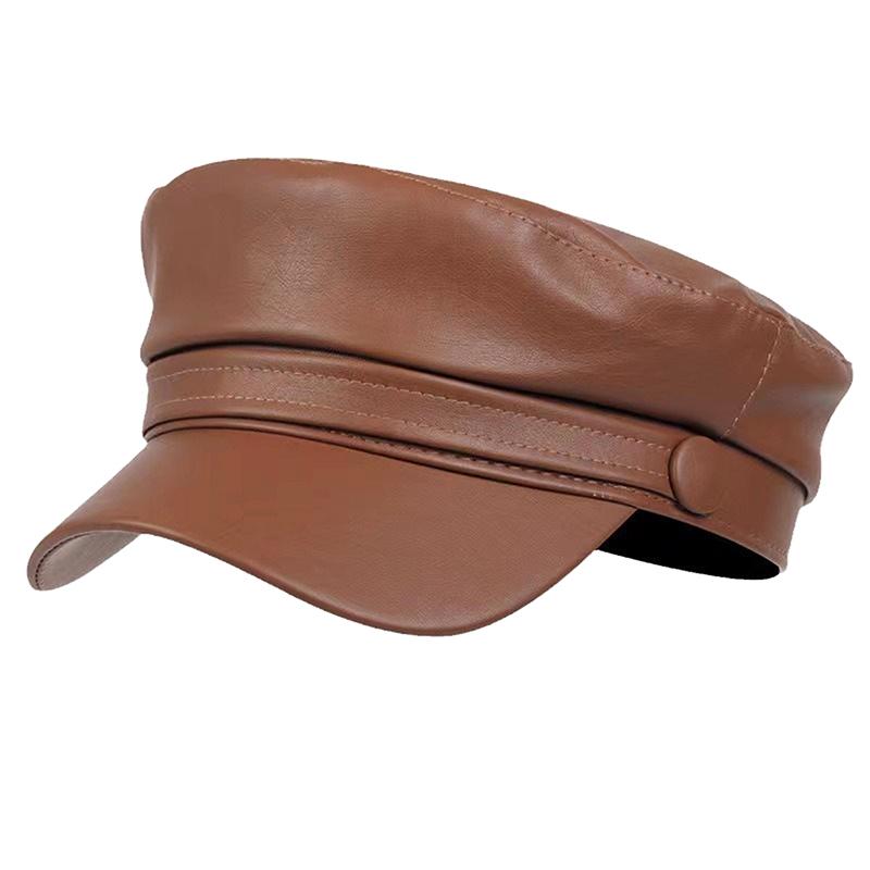 Pu Leathe Solid Color Spring And Autumn Outdoor Casual Adult Sun Hats Hip Hop Hat Sunscreen Hat Sports Cap Outdoor Leisure Hat