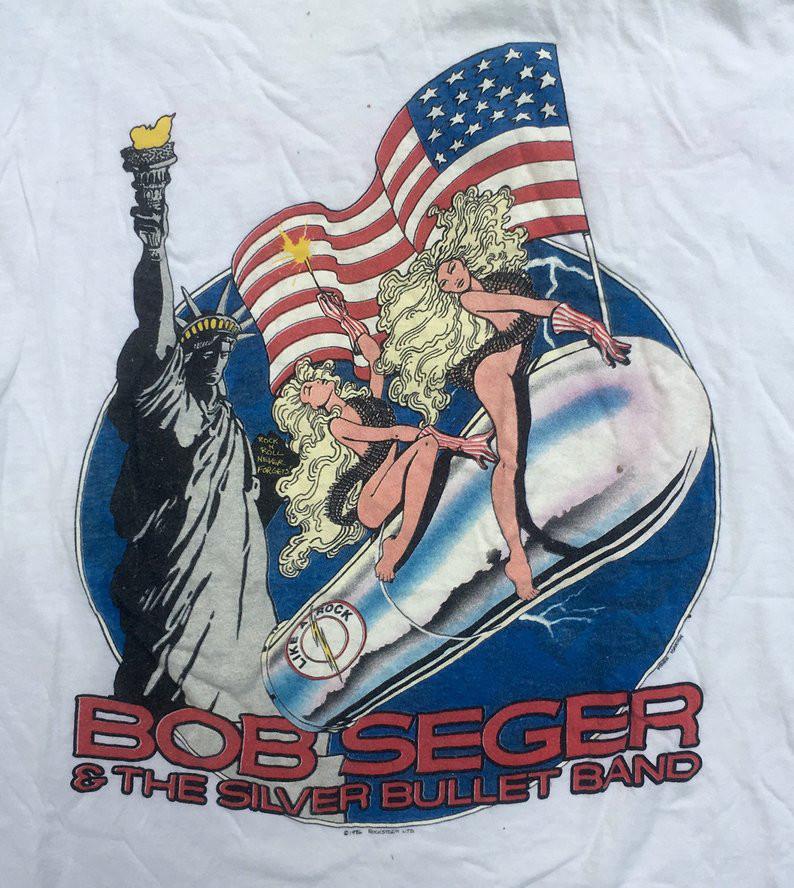 Винтажная концертная футболка BOB SEGER 'Like A Rock' 1980-х годов, тур 1986 года, белая, LI1286, унисекс