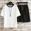 Men's T-shirt + Shorts Set Summer Breathable Casual T Shirt Running Set Fashion Harajuku Printed Male Sport Suit