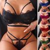 Комплект из 2 шт./компл., комплект из бюстгальтера и трусиков, ажурный кружевной сплошной цвет, универсальный регулируемый ремень, тонкий, мягкий, дышащий, высокий