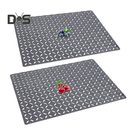 2 шт., 30x40 см, коврик для кухонной раковины, ПВХ, полый ромб, прямоугольник, противоскользящий, режущий, керамический, защита для раковины из нержавеющей стали, дренажная подушка