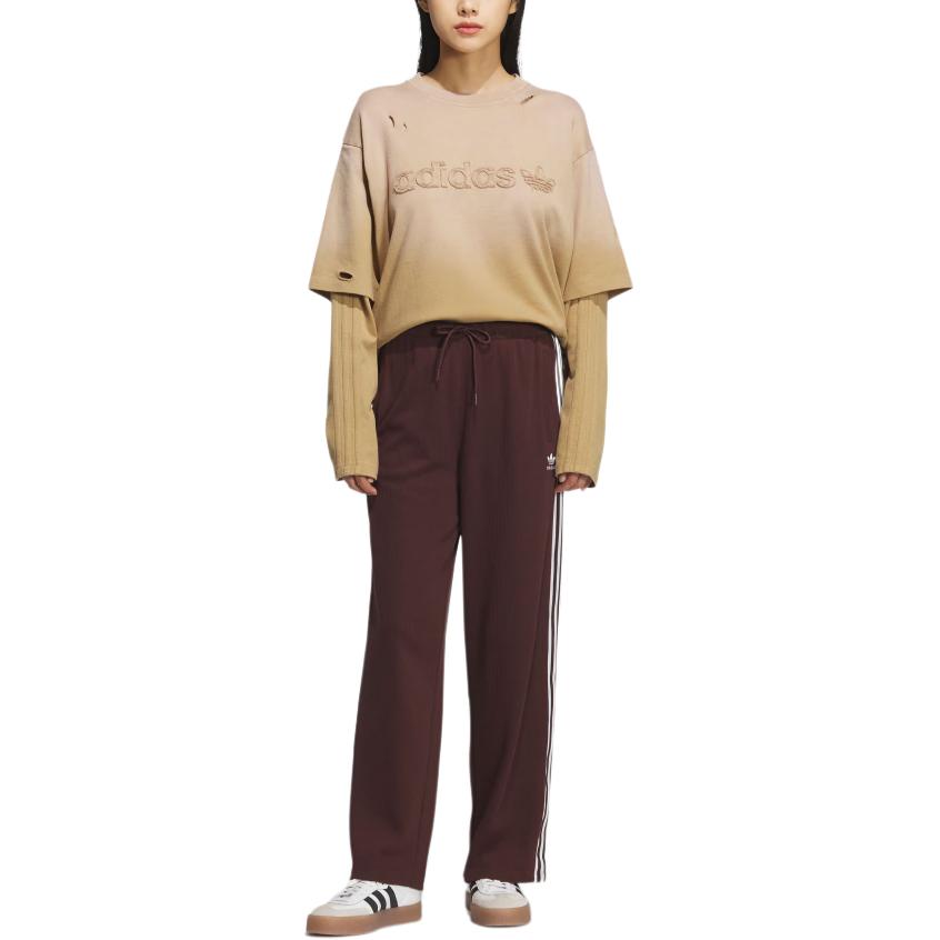 Adidas Оригинальные FW25 W Вязаные удобные спортивные брюки в полоску свободного кроя на кулиске Женские брюки KS5961