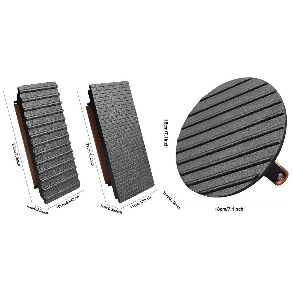 Чугунный круглый пресс для стейков и бургеров с деревянной ручкой, тяжелый плоский пресс для стейков и бекона, пресс для гамбургеров и говядины