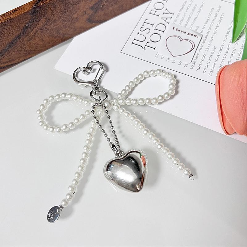 Брелок для ключей Ins Style Bowknot Pearls Metal Love Phone Подвеска для наушников Чехол для сумки Декор Брелок для ключей от автомобиля