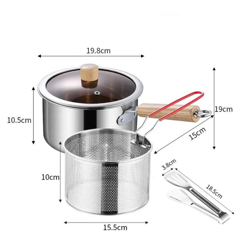 Round Deep-Frying Pot with Formed Body, Perforated Draining Basket, and Food Tongs for Handling Kitchen Recipes from Cooking Through Serving