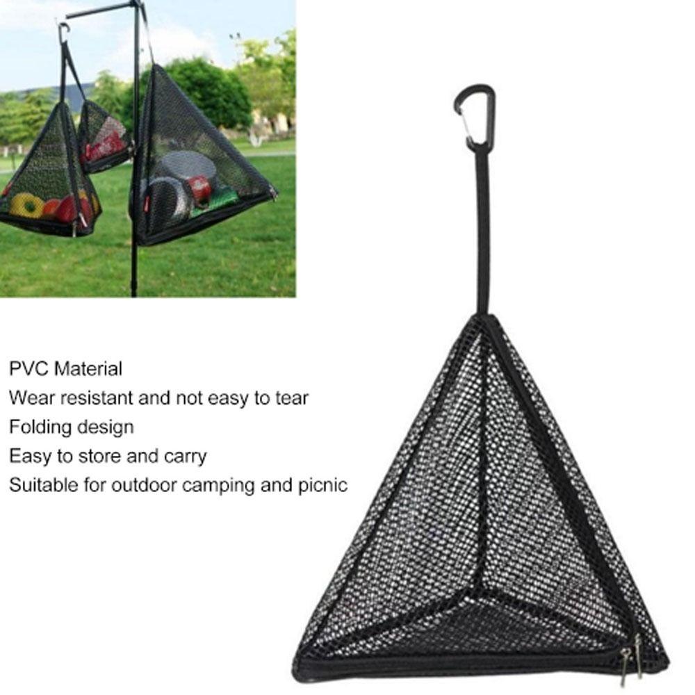 Black Outdoor Hanging Storage Net With Hook Triangular Hanging Bag Tableware Storage