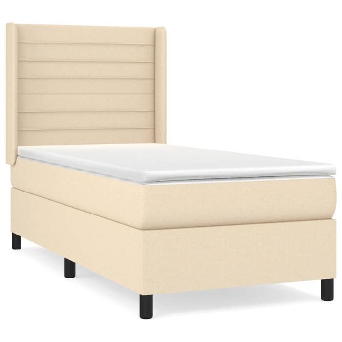Sommier à lattes et matelas - Maison Exclusive - 90x190 cm - Tête de lit réglable - Crème - 1 place