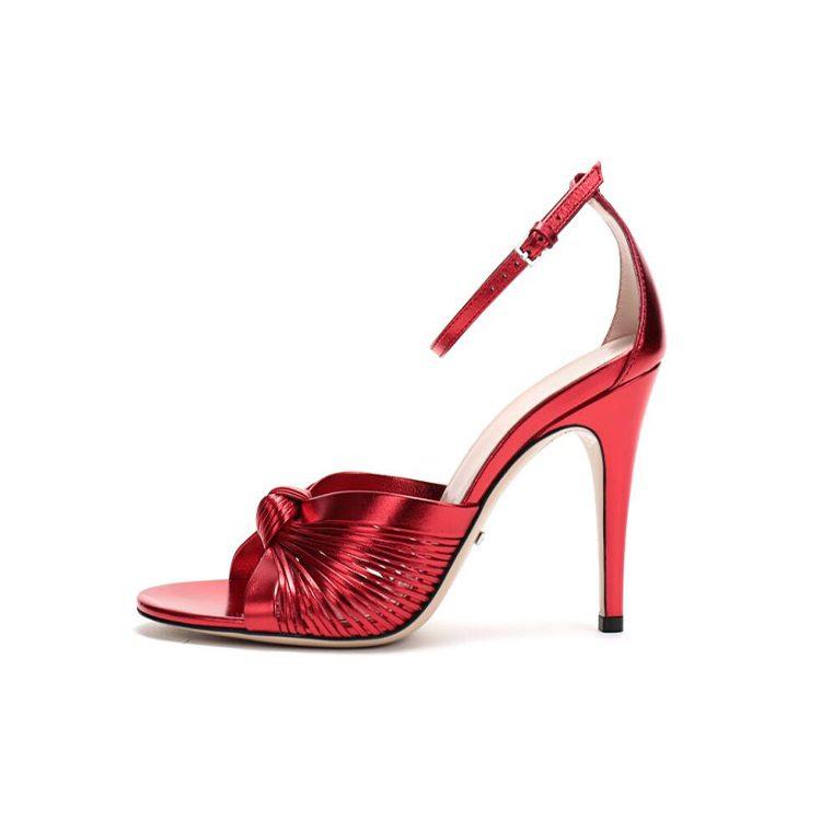 Gucci Кожаные сандалии на одной лямке женские Красные 577225 B8B00 6401
