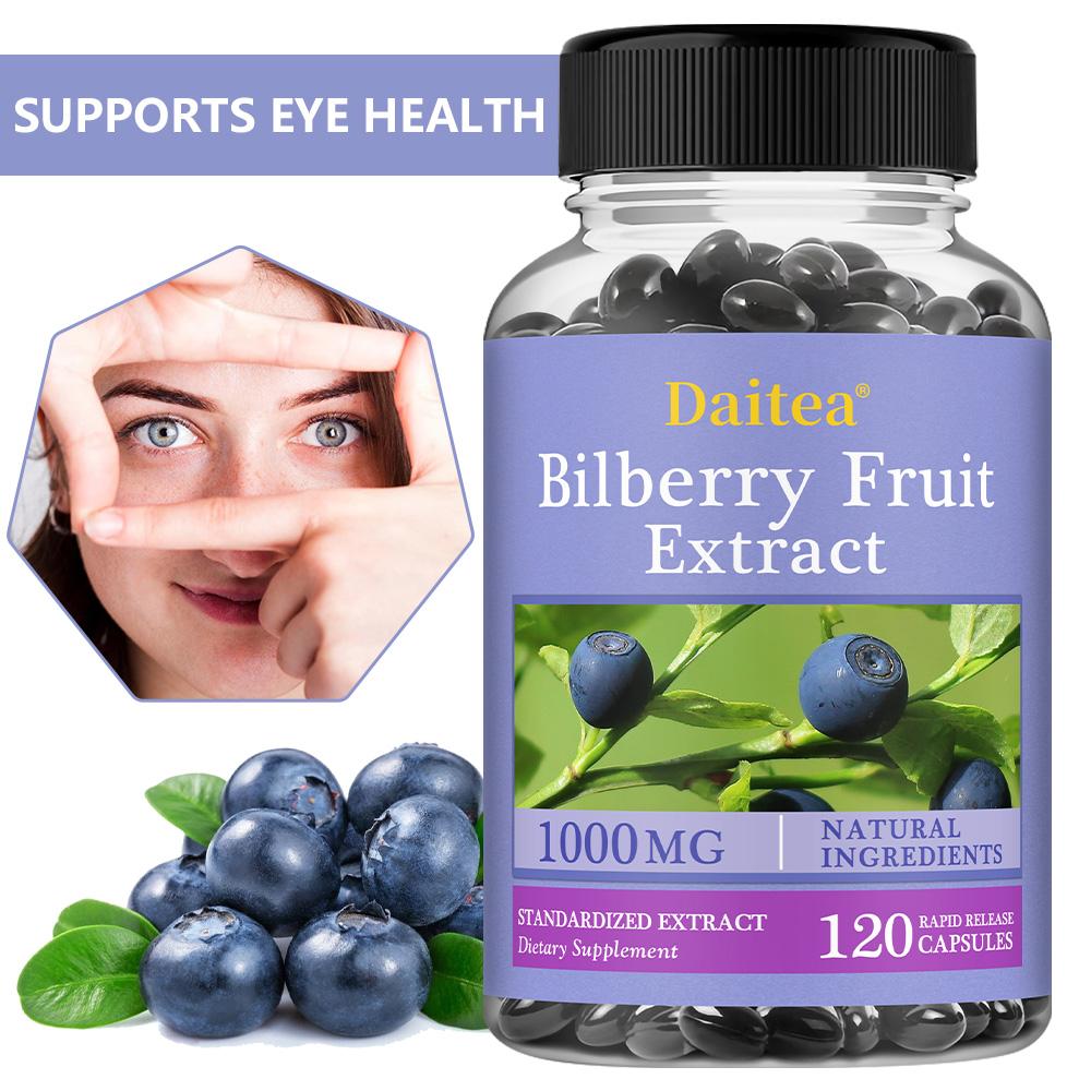 Bilberry Fruit Extract Dietary Supplement 1000mg Equivalent, 120 Capsules, 60‑Day Supply