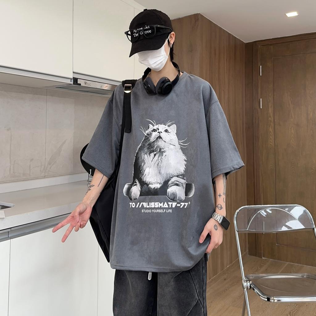 Футболка мужская с коротким рукавом из хлопка в модном хип-хоп стиле с круглым вырезом, летняя