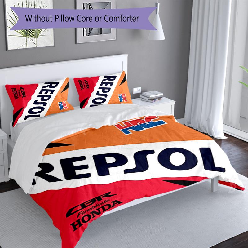 3pcs Honda Logo pattern bedding set duvet cover set includes duvet cover &pillowcases, perfect all season bedroom decoration & gift