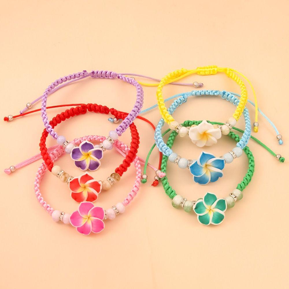 Boho Polymer Clay Braid Rope Bracelet Beads Bohemian Beach Jewelry Flower Bracelet Jewelry Gifts