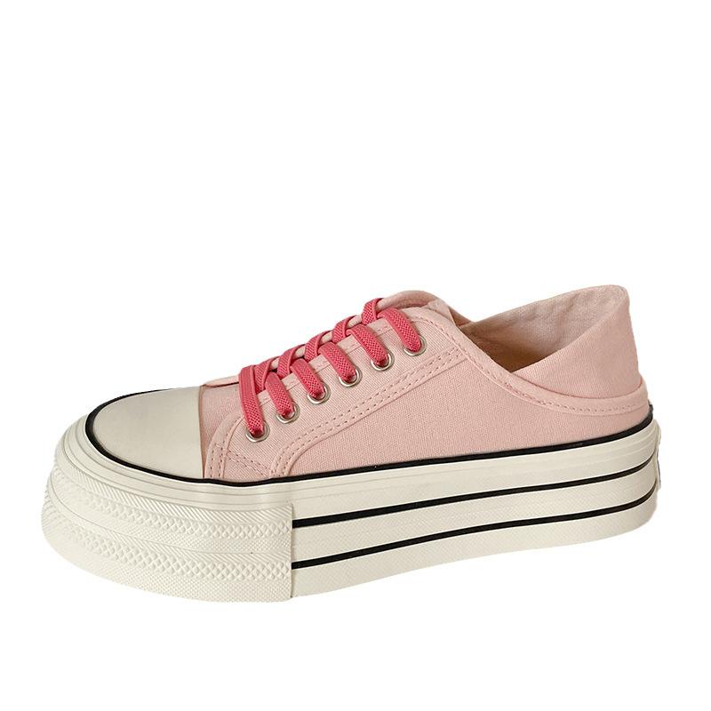 HY-1257 бесплатная пара шнурков/толстая подошва с круглой головкой, две пары белых туфель на резинке, женские летние тонкие универсальные парусиновые туфли