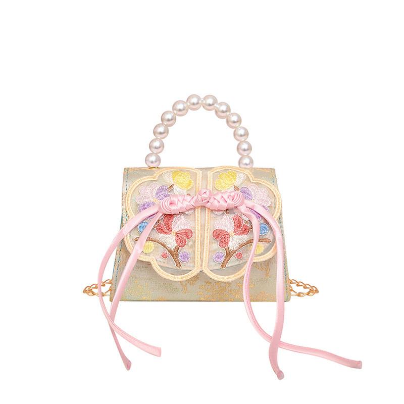 Style Chinese Embroidery Kids Trendy Bag Pu Material Fun Pattern Outings Summer
