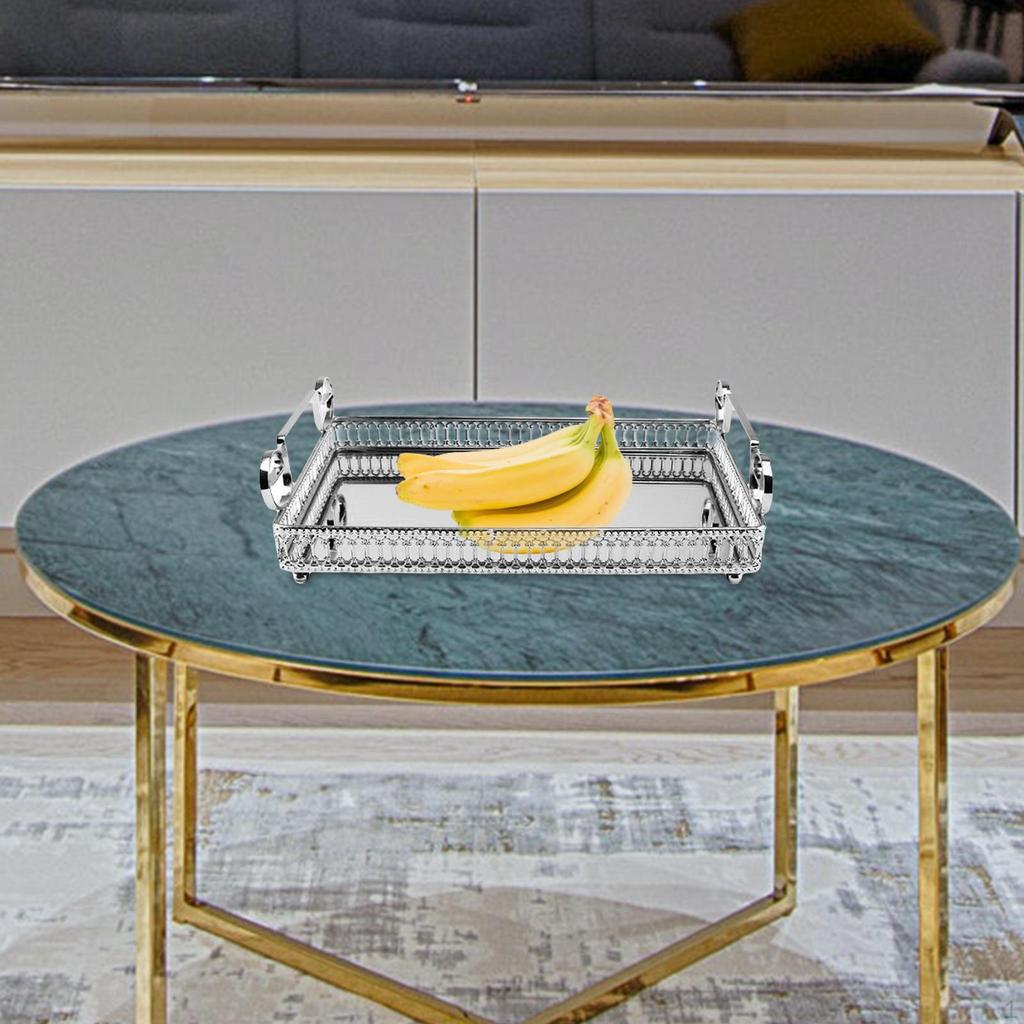 Decorative Mirror Tray Snacks Serving for Home Decor Dresser Tabletop Countertop