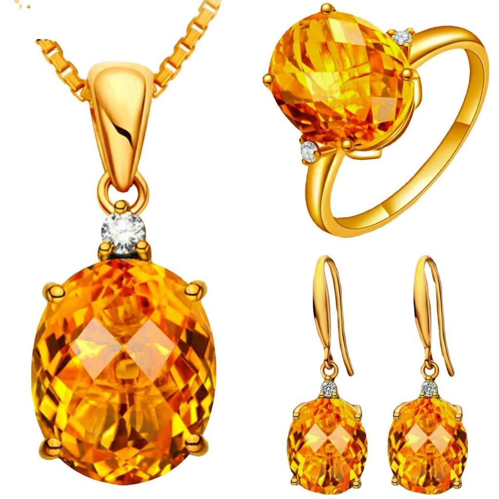 Многоцветный набор украшений с драгоценными камнями: корона королевы, колье, кольцо, серьги и кулон для женщин