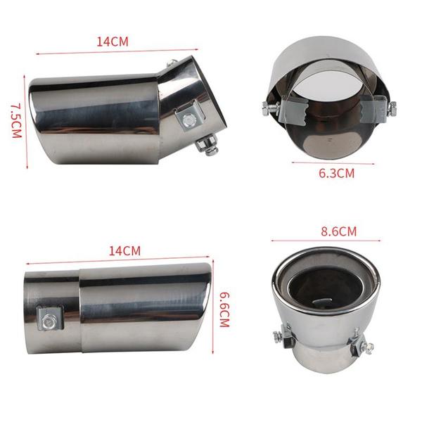 Автомобильный хвостовой выпускной наконечник из нержавеющей стали с наклонным закругленным краем, автоматический глушитель, модифицированный универсальный автомобильный наружный глушитель