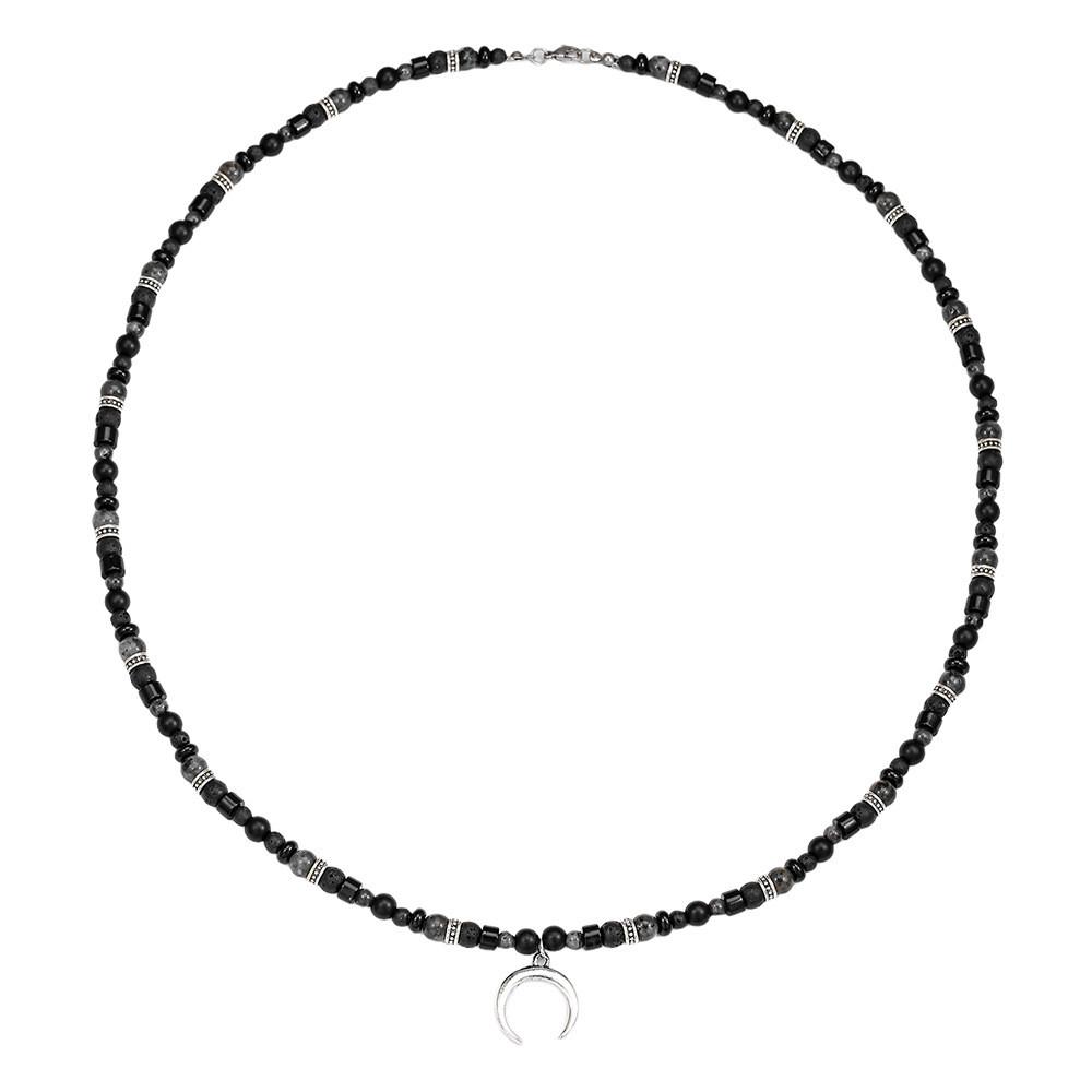 Vintage Moon Pendant Necklace With Geometric Design For Men And Women