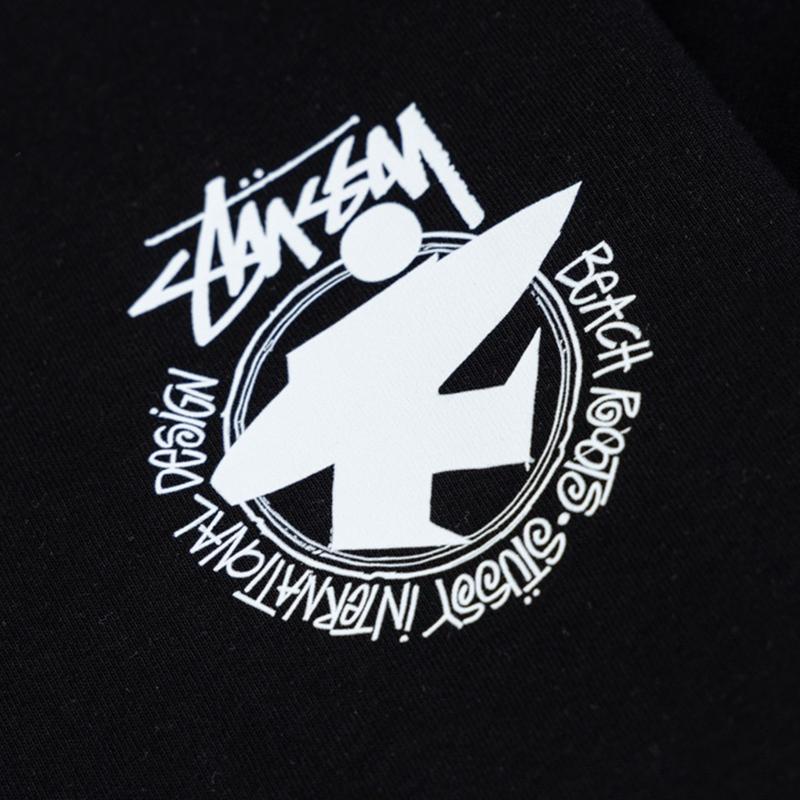 Stussy Летняя новая футболка с круглым вырезом из высококачественного хлопка 2025 года для мужчин и женщин с принтом доски для серфинга, парная футболка
