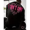 2025 Men's Streetwear T-Shirt with Heart and Flame Print Loose Fit Drop Shoulder Short Sleeve Round Neck Fashion Tops Tee