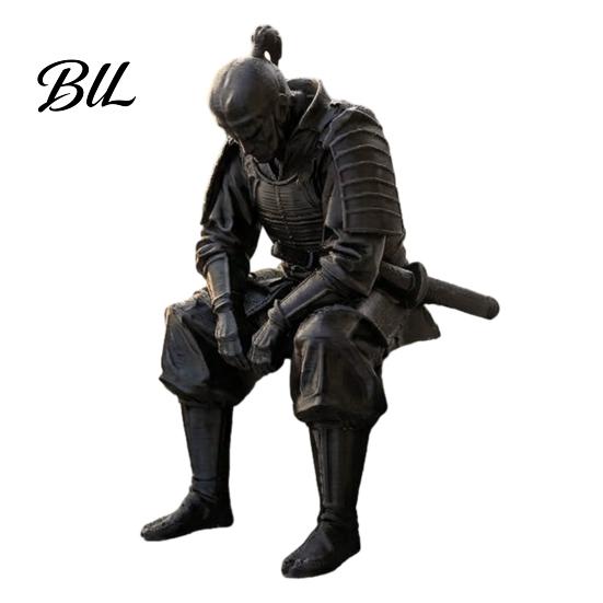 Miniature Warrior Figures 3D Printed Contemplative Figurine, Seated Edge Sitting Statue, Collectible Figurines Desktop Ornament for Home Office Shelf
