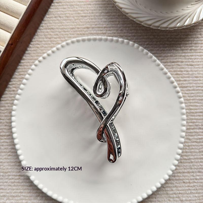 Women Large Silver Metal Hair Claw 1Pcs Elegant Punk Style No Hair Damage Hairpin for Curly Straight Hair Use