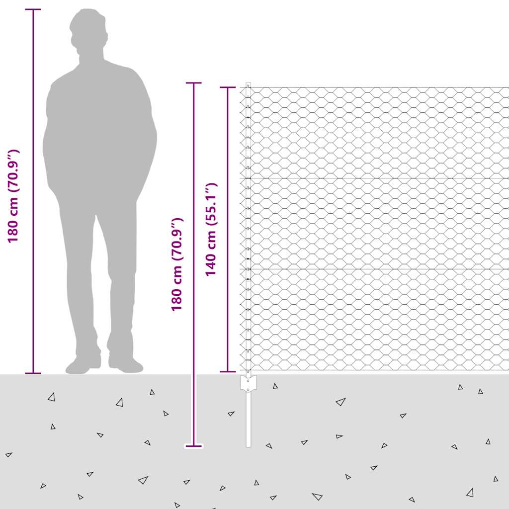 Welded Wire Fence 10 x 1.4 m (W x H) Hot Dip Galvanized Steel
