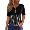 Жен. Футболка Футболка С принтом Пуговицы С короткими рукавами Повседневные Выходные Мода Классический V-образный вырез Обычный Верх