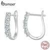 BAMOER D Color VVS1 EX 1CT Муассанитовые пряжки для ушей из стерлингового серебра 925 пробы U-образные серьги-кольца для женщин, подарок на свадьбу и помолвку
