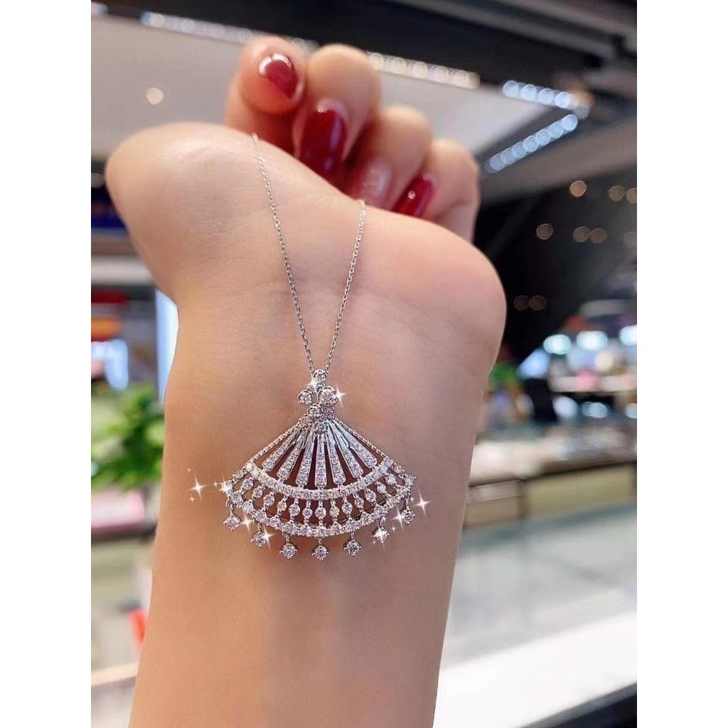 Микро инкрустированное кристаллами и бриллиантами в форме веера ожерелье с кисточками в форме веера ожерелье модная личность богатая женщина