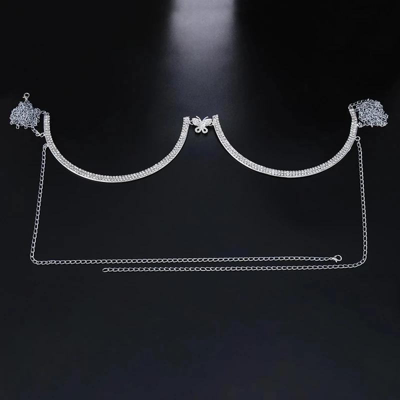 Stonefans Summer Delicate Angel Chest Bracket Bra Chain Crystal Rhinestone 2022 New Beach Coin Sexy Bar Present Bar Body Jewelry