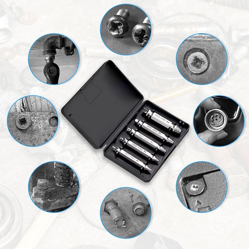 5/6pcs Screw Remover Set High Hardness High Carbon Steel Drill Set Screwdriver Broken Bolt Extractor Bolt Stud Tool