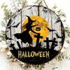 2d Flat 20*20cm, Halloween Popular Home Decoration, Halloween Witch Circular Wooden Logo Creative Decorative Board, for Home, Club, Bar Decor.